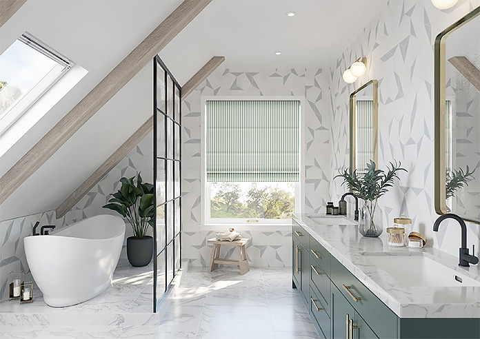 Lace Stripes, Emerald - Motorised Roman Blind - Image 8